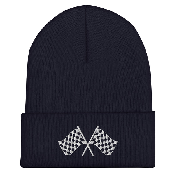 Checkered Flag Beanie - Embroidered Winter Hat