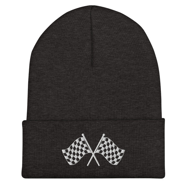 Checkered Flag Beanie - Embroidered Winter Hat
