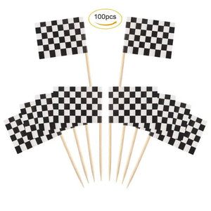 Checkered Flag Toothpicks - Cupcake Toppers (100Pcs)