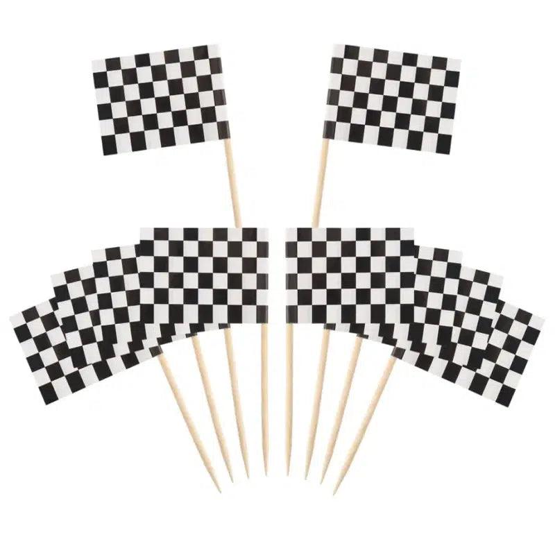 Checkerd Flag Topper Checkered Flag Toothpicks - Cupcake Toppers (100Pcs) - Flag Nation