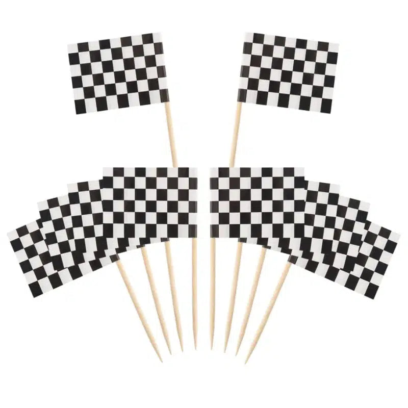 Checkered Flag Toothpicks - Cupcake Toppers (100Pcs)