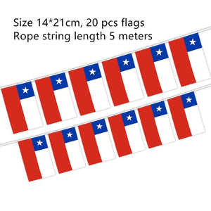 Chile Flag Bunting Banner - 20Pcs