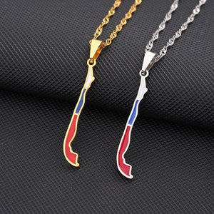 Chile Flag Map Necklace