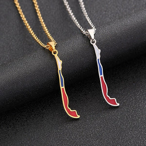 Chile Flag Map Necklace