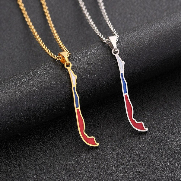 Chile Flag Map Necklace