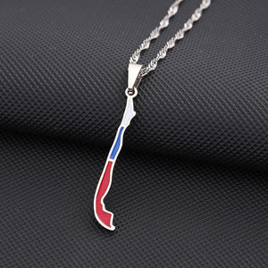 Chile Flag Map Necklace