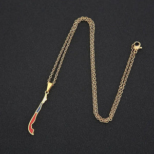 Chile Flag Map Necklace