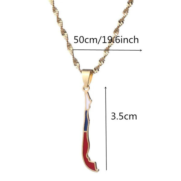 Chile Flag Map Necklace