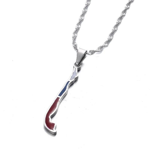 Chile Flag Map Necklace