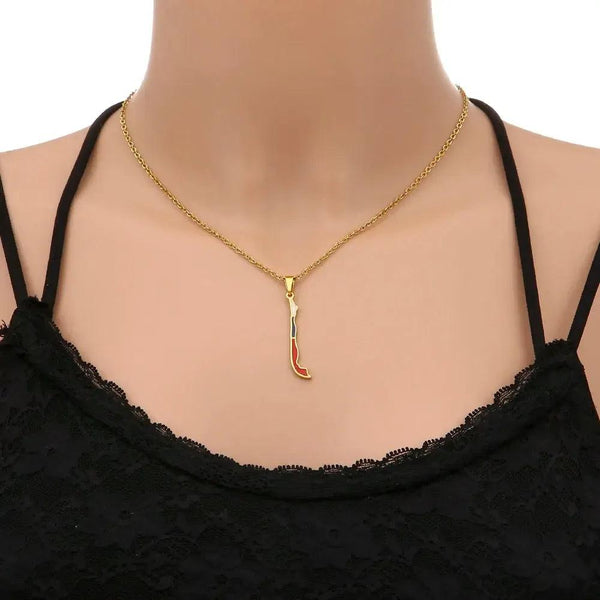 Chile Flag Map Necklace