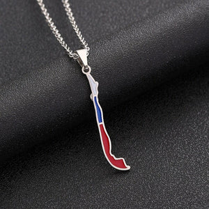 Chile Flag Map Necklace