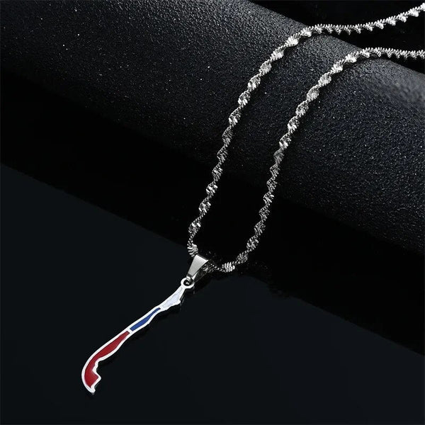 Chile Flag Map Necklace