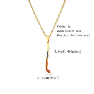 Chile Flag Map Necklace