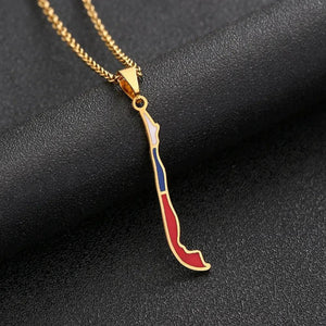 Chile Flag Map Necklace