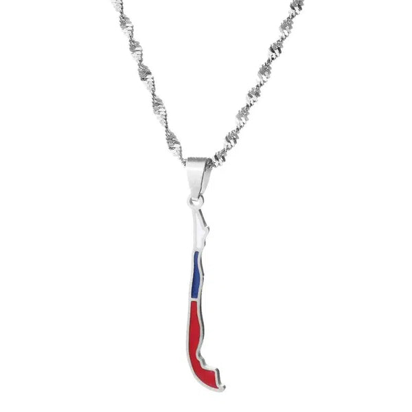 Chile Flag Map Necklace