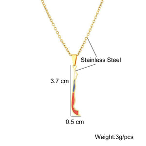 Chile Flag Map Necklace