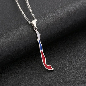Chile Flag Map Necklace