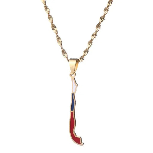 Chile Flag Map Necklace