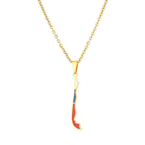 Chile Flag Map Necklace