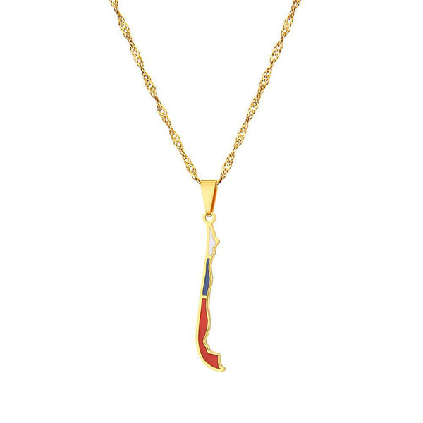 Chile Flag Map Necklace