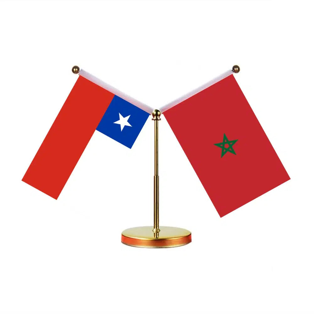 Chile Morocco Desk Flag - Custom Table Flags (Mini)