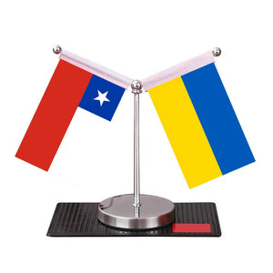 Chile Ukraine Desk Flag - Custom Table Flags (Mini)