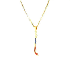 Chile Flag Map Necklace