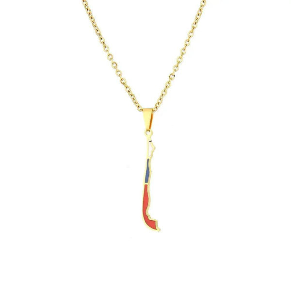 Chile Flag Map Necklace