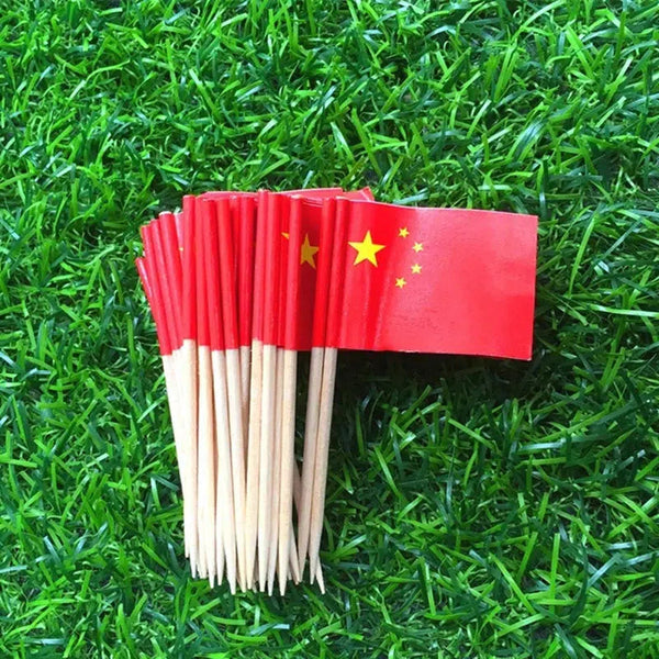 China Flag Toothpicks - Cupcake Toppers (100Pcs)