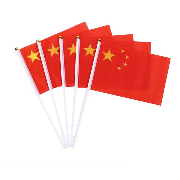 China Flag on Stick - Small Handheld Flag (50/100Pcs)