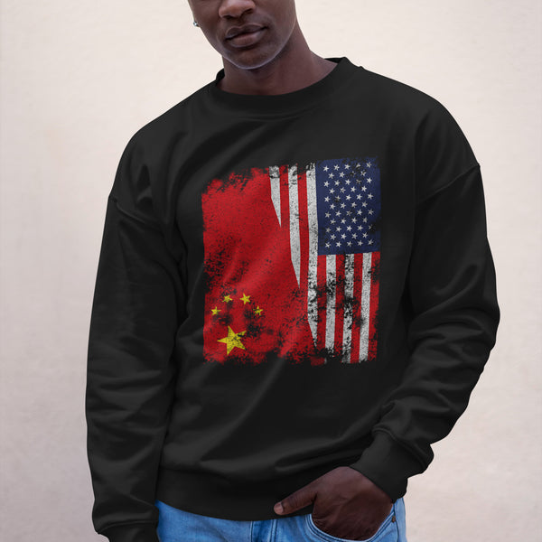 China USA Flag - Half American Sweatshirt