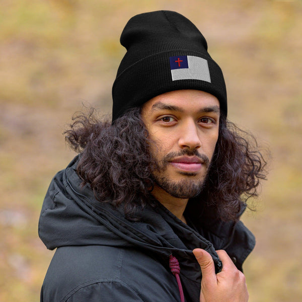 Christian Flag Beanie - Embroidered Winter Hat