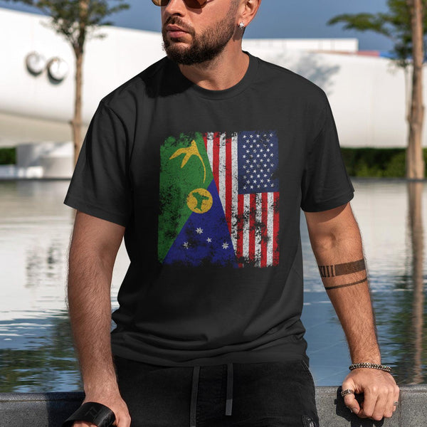 Christmas Island USA Flag Half American T-Shirt