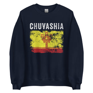 Chuvashia Flag Distressed - Chuvash Flag Sweatshirt