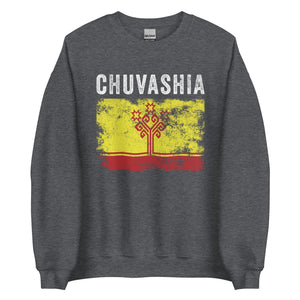 Chuvashia Flag Distressed - Chuvash Flag Sweatshirt