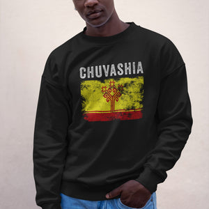 Chuvashia Flag Distressed - Chuvash Flag Sweatshirt