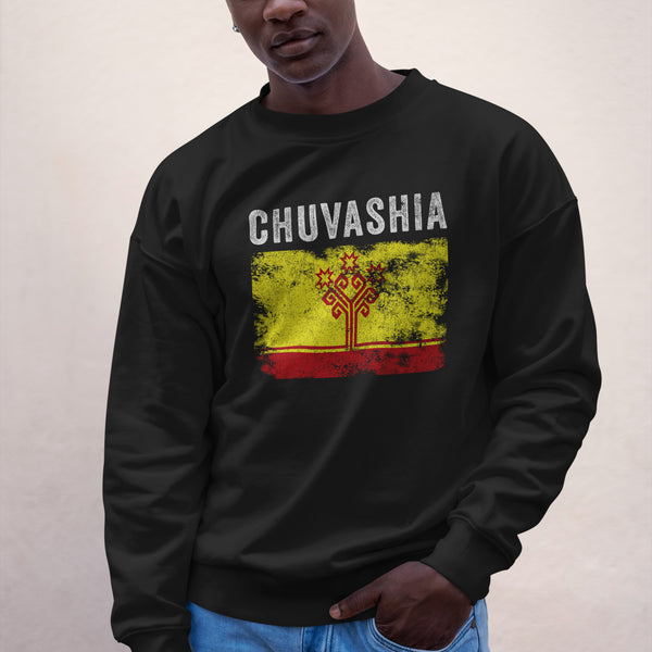 Chuvashia Flag Distressed - Chuvash Flag Sweatshirt