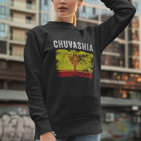 Chuvashia Flag Distressed - Chuvash Flag Sweatshirt