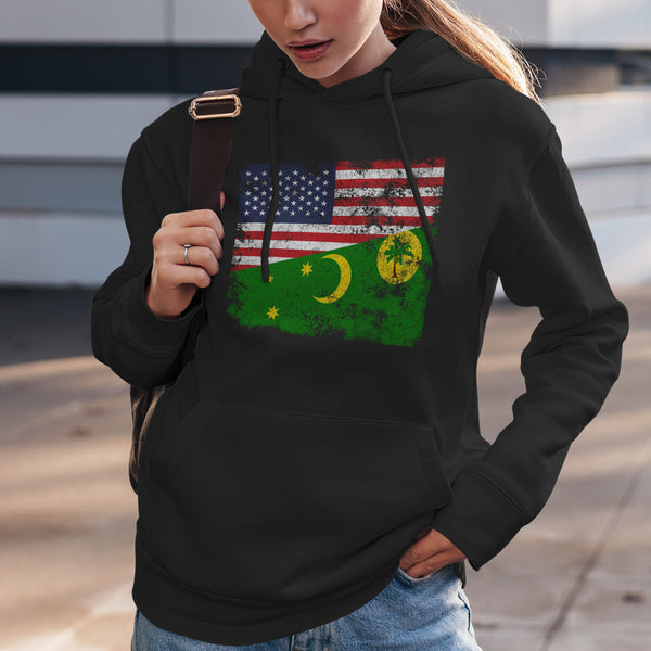 Cocos Islands USA Flag Hoodie