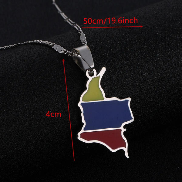 Colombia Flag Map Necklace