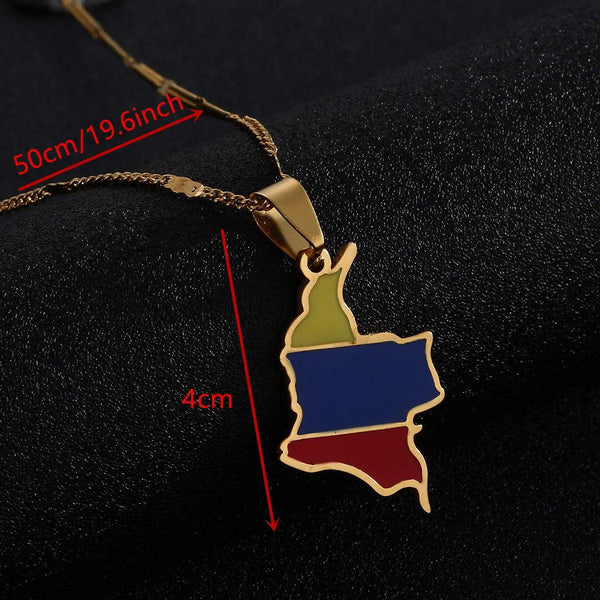 Colombia Flag Map Necklace