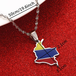 Colombia Flag Map Necklace