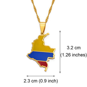 Colombia Flag Map Necklace