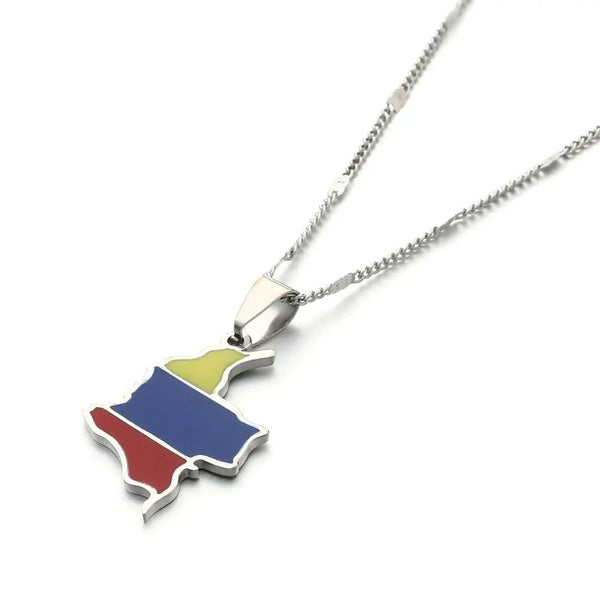 Colombia Flag Map Necklace