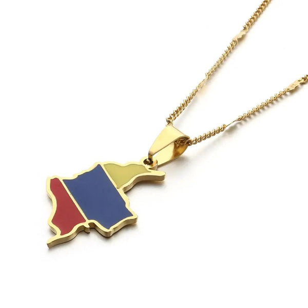 Colombia Flag Map Necklace