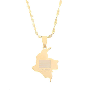 Colombia Flag Map Necklace