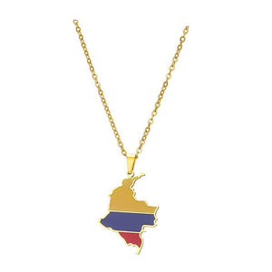 Colombia Flag Map Necklace