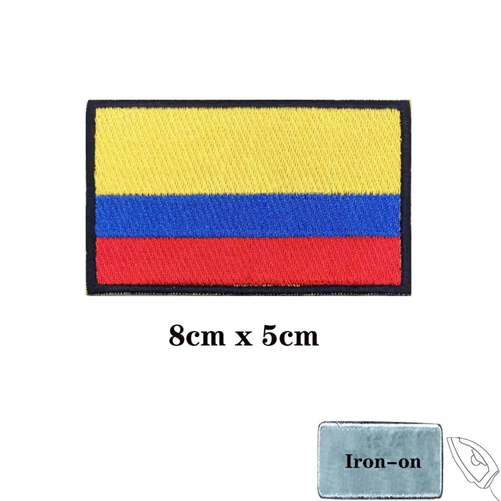 Colombia Flag Patch - Iron On/Hook & Loop Patch