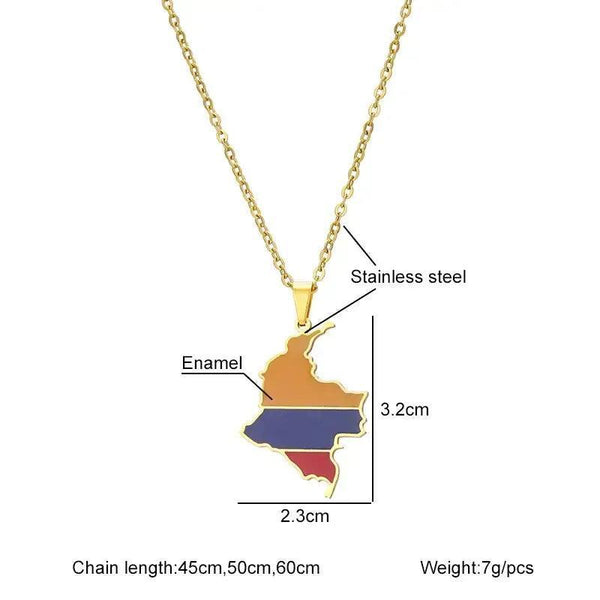 Colombia Map Necklace