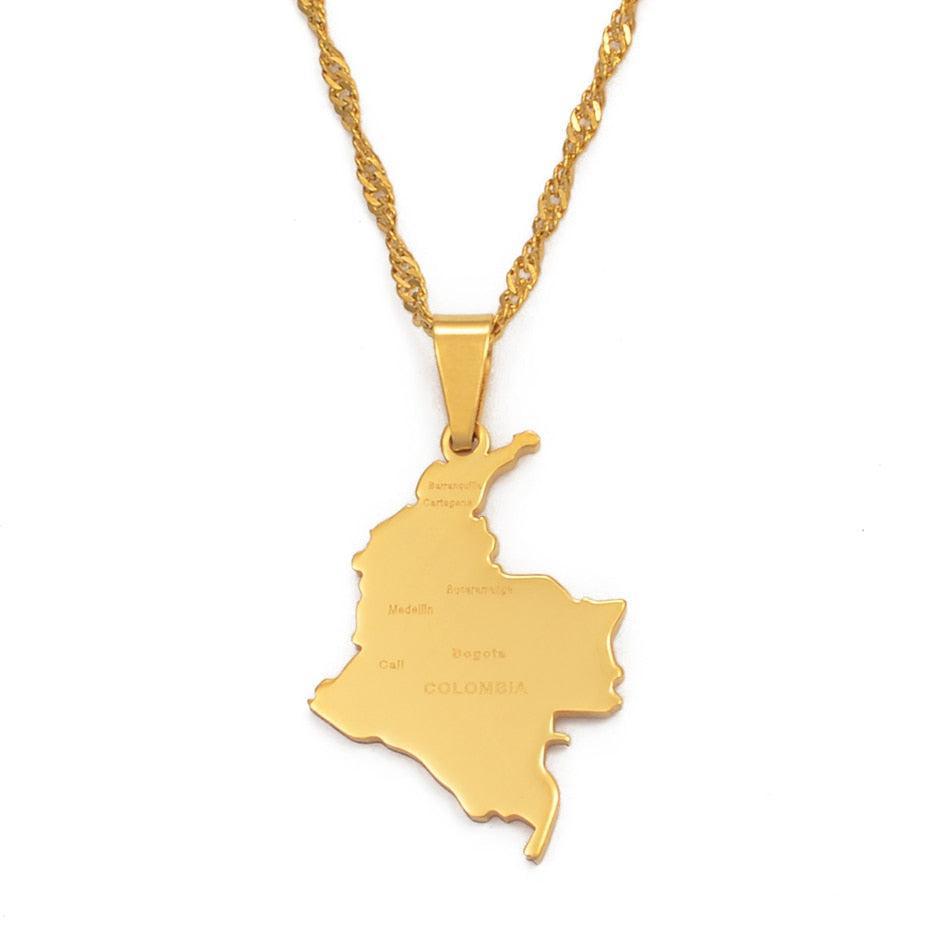 Colombia Map Necklace